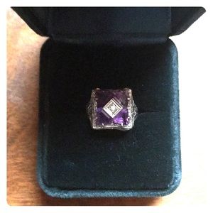 1920s Art Deco filigree Amethyst ring 14k gold